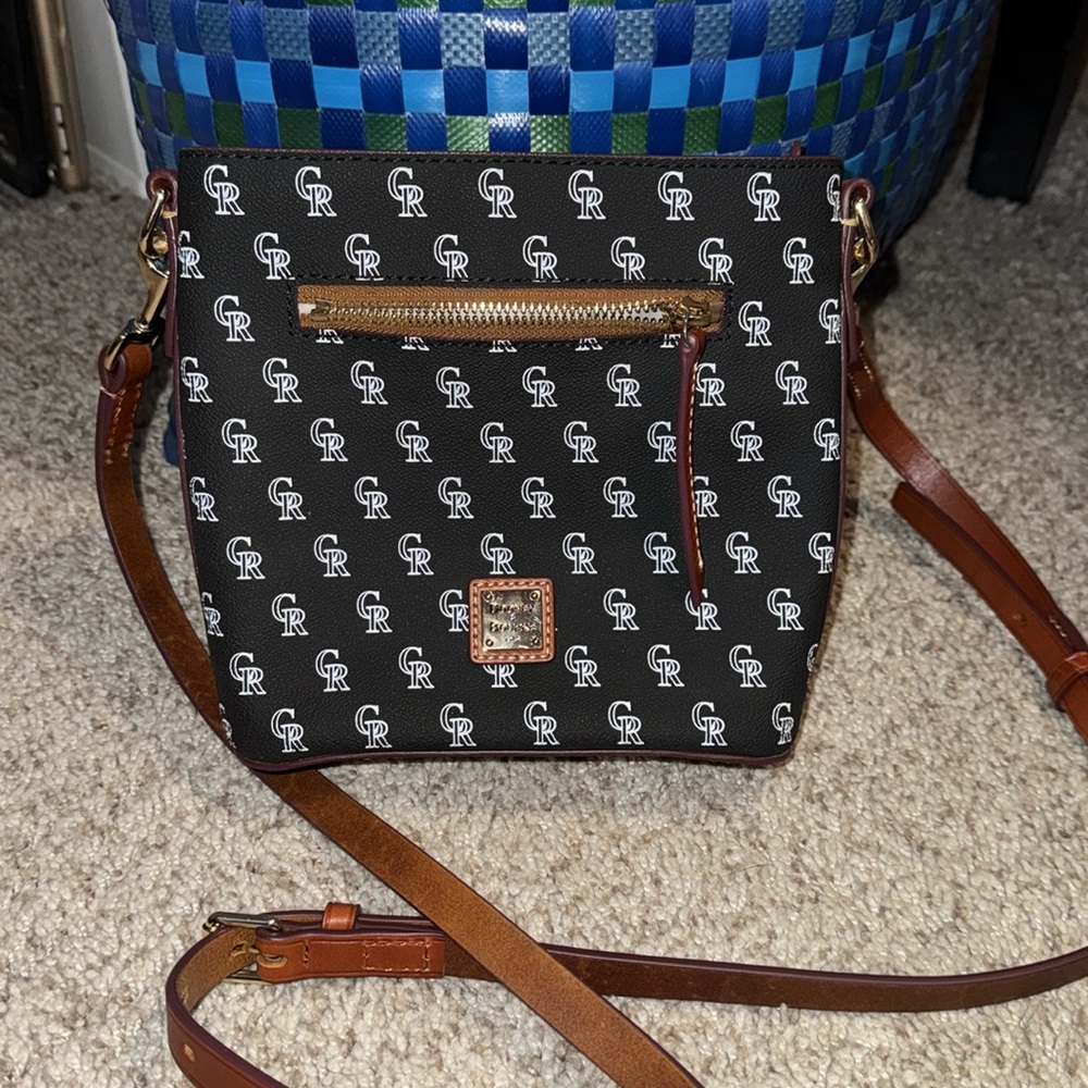 Dooney & Bourke MLB Rockies Small Zip Crossbody Black Leather Colorado Rockies - Picture 6 of 10